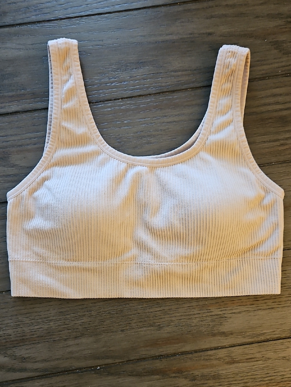 torrid Ribbed Scoop-Neck Sports Bra in Light Beige